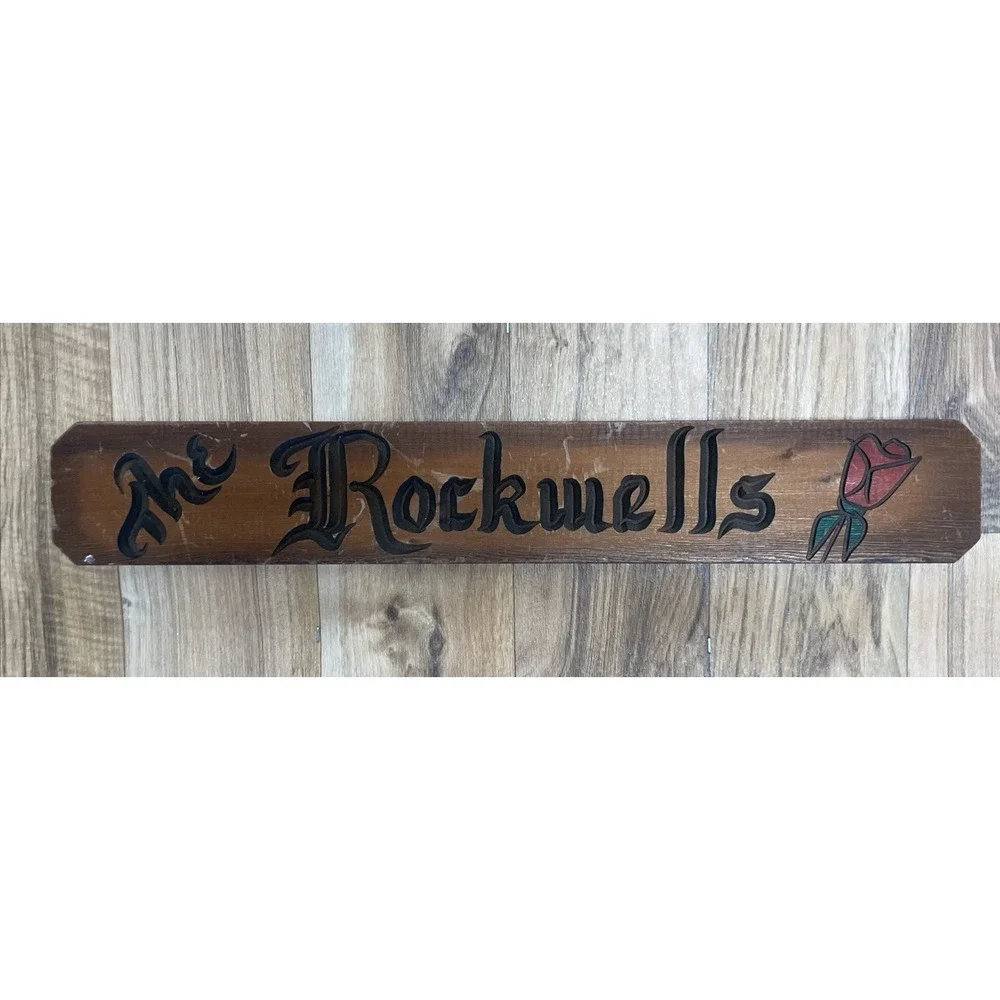 Vintage Personalized Hand Carved Wooden Family Name Sign 